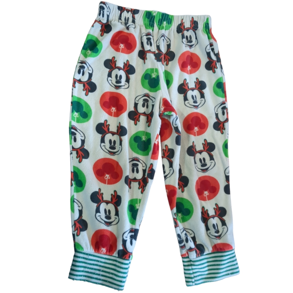 🍁2/$7🍁Cream Black Red Green Christmas Mickey Mouse Velvet Velour PJ Pants